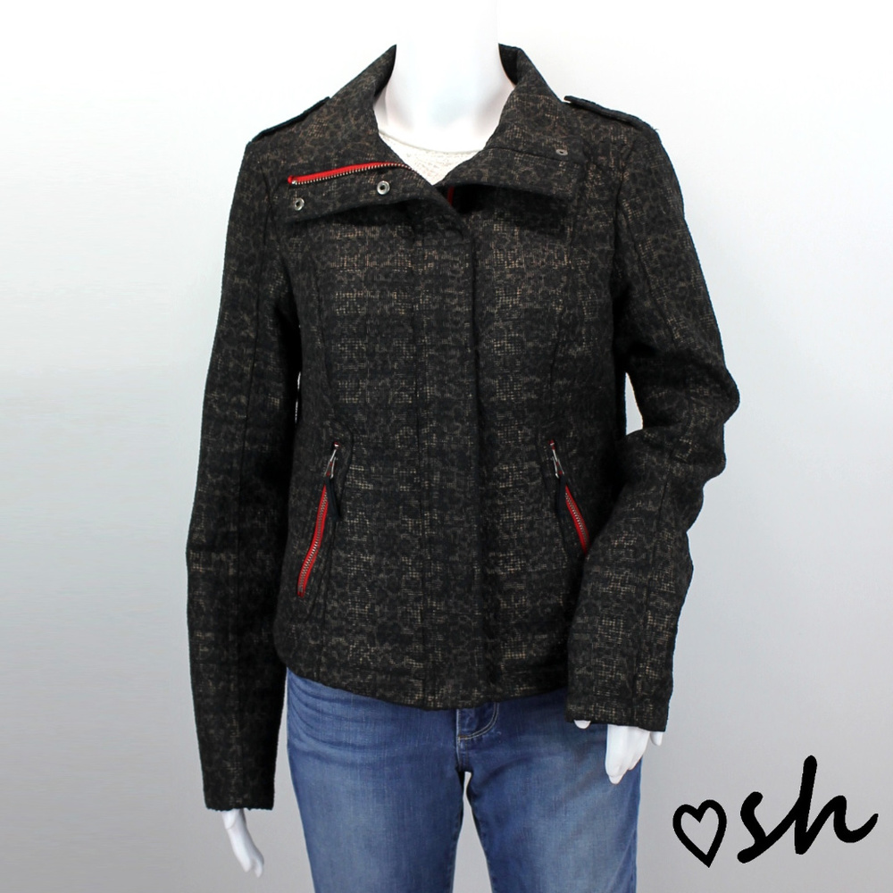 |Free People| We The Free Leopard Moto Jacket Sz 6